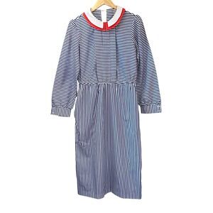 Vintage JCPenney Fashions Striped Midi Dress Nautical Sailor Preppy Mod Retro